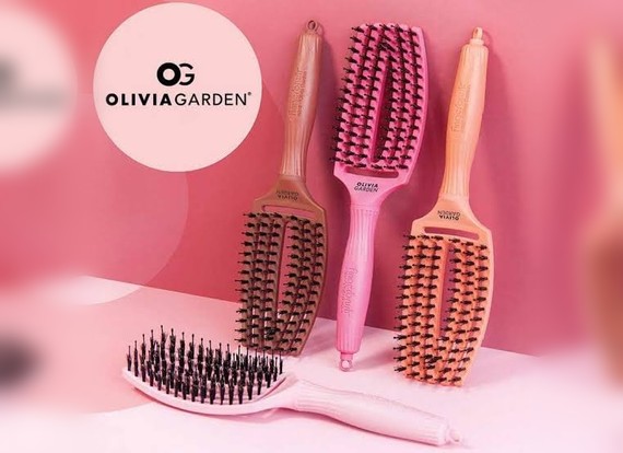 Escovas Olivia Garden Fingerbrush em tons de rosa e pêssego